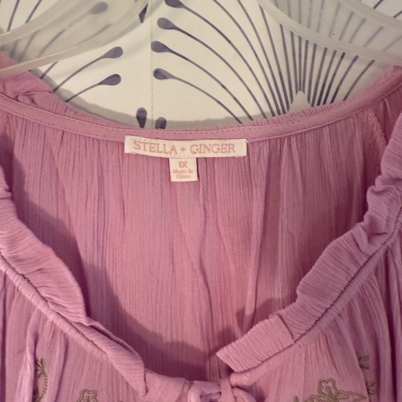 Elegant Mauve Blouse with Floral Embroidery Womens size 1X NWOT - Picture 2 of 5